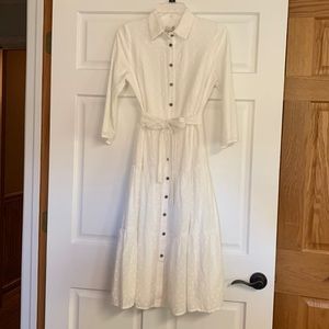 Dainty Jewells Making A Memory Dress NWT size S white eyelet midi with 3/4sleeve